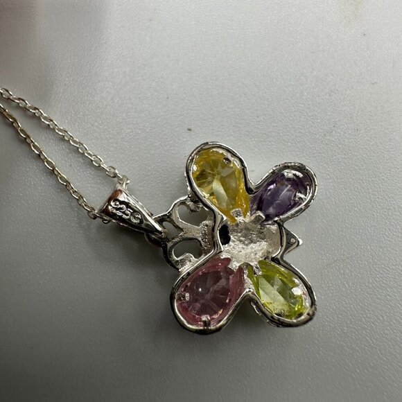 3 for $30 Sterling Silver Butterfly Necklace Pastel Crystal Pendant - Picture 9 of 12